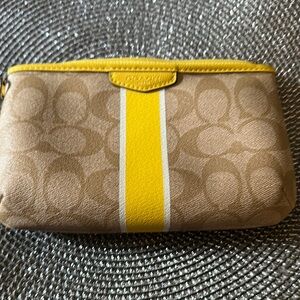 Coach Tan and Yellow Signature Clutch
